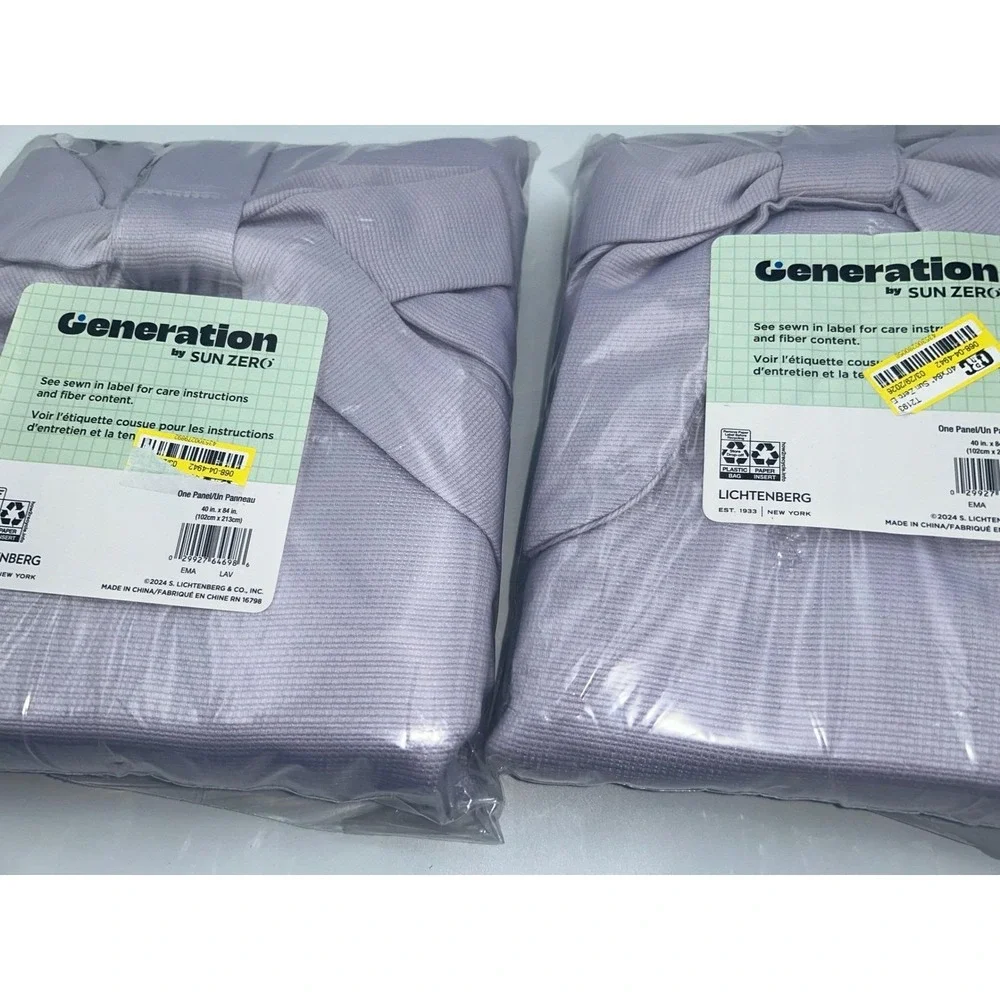 Generation by Sun Zero Ema Bow Blackout Curtain Panels 40x84 Lavender Purple 2pk